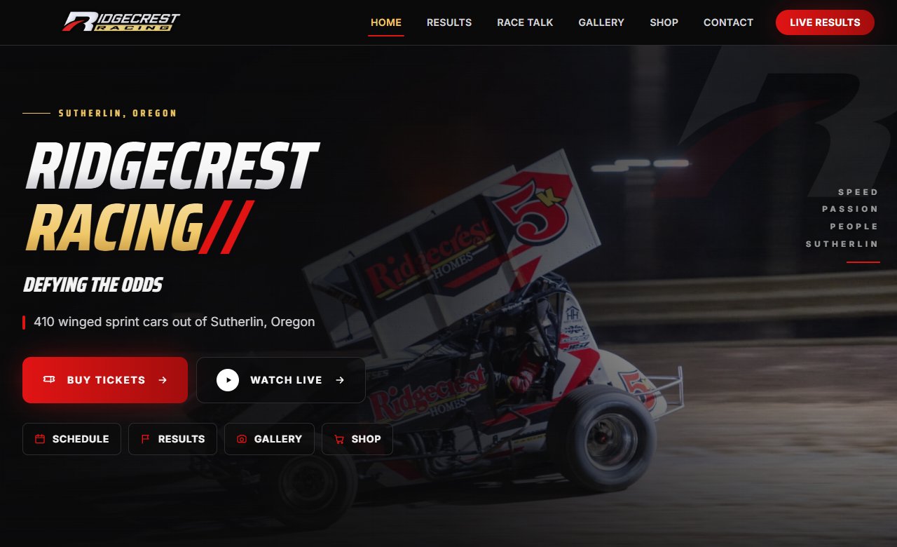Ridgecrest Racing, a real site we built